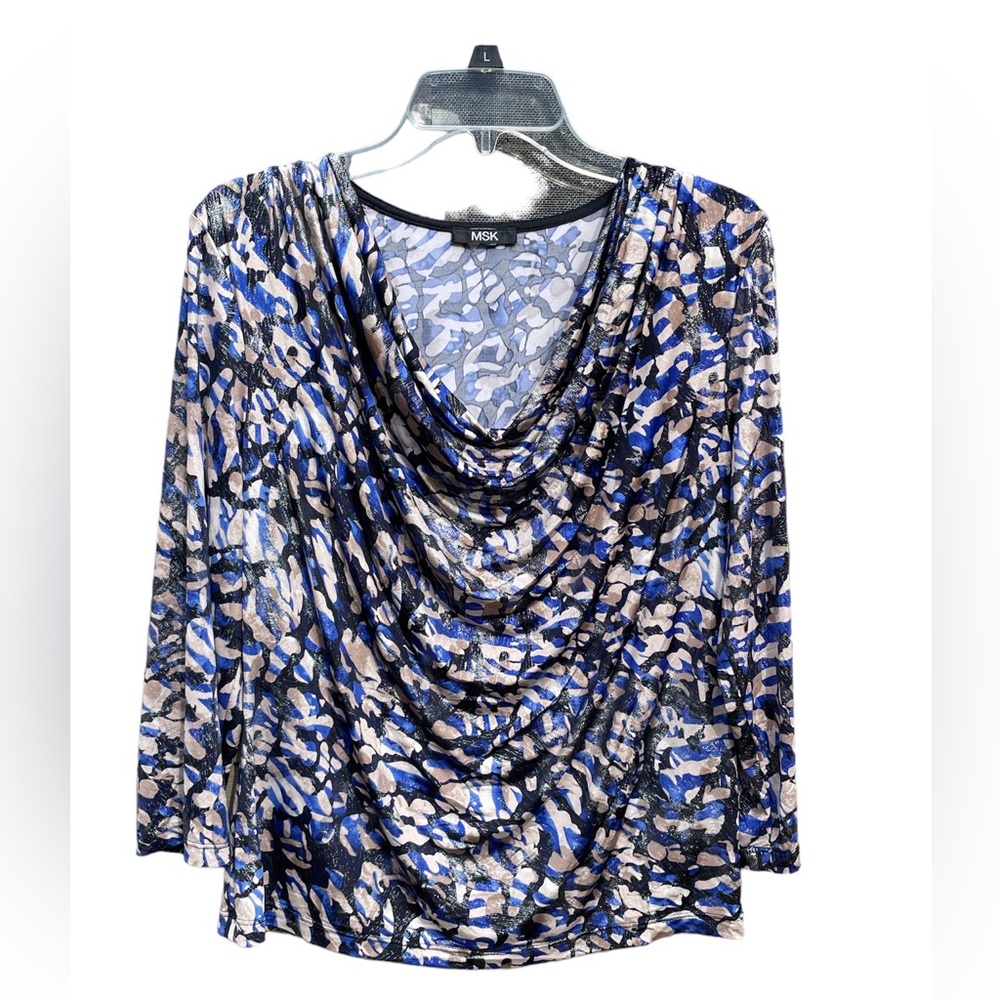 MSK Blouse Sz Missing Pit to Pit 22 Back to Hem 23 1/2 Shoulder to Cuff 19 3/4